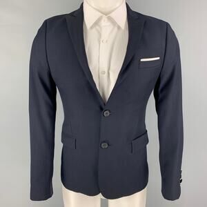 THE KOOPLES Size 36 Navy Wool Peak Lapel Sport Coat